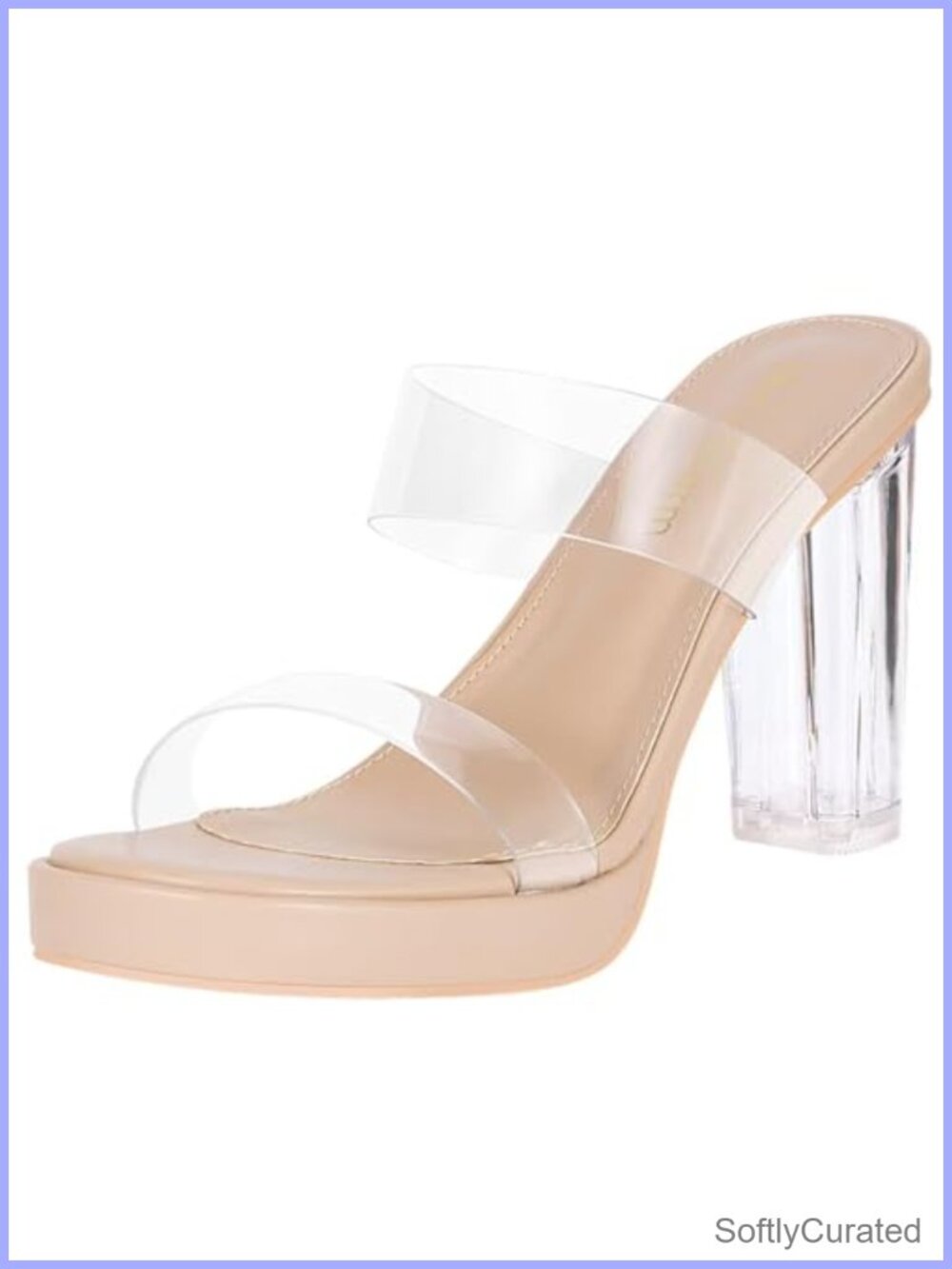 Women's Clear Chunky Block Heel Platform Sandals Open Toe Slip On